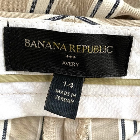 Banana Republic Avery Women’s Pant Ankle Length Beige Striped Size 14 - Picture 7 of 9